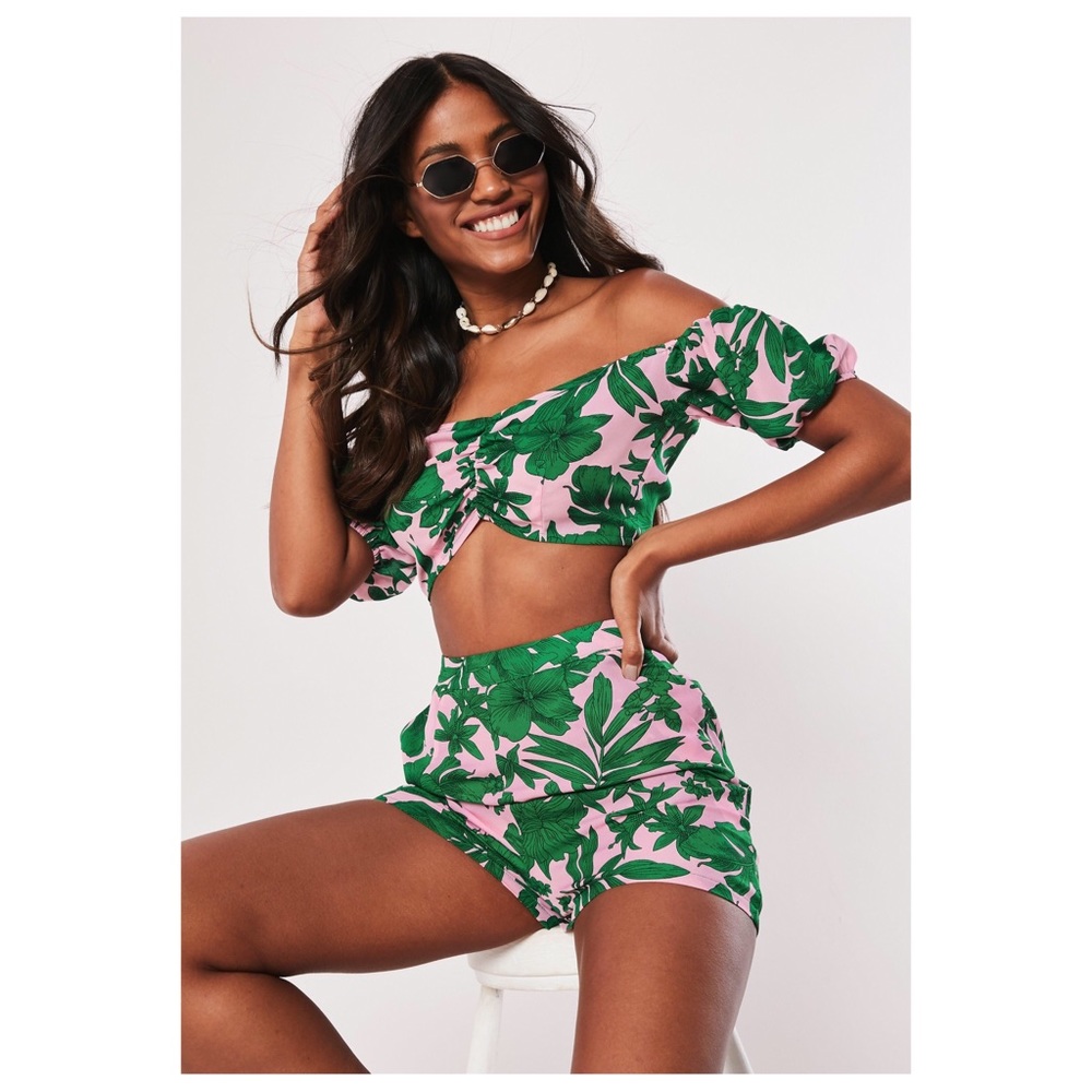 Missguided Petite Print Top Coord Size 4